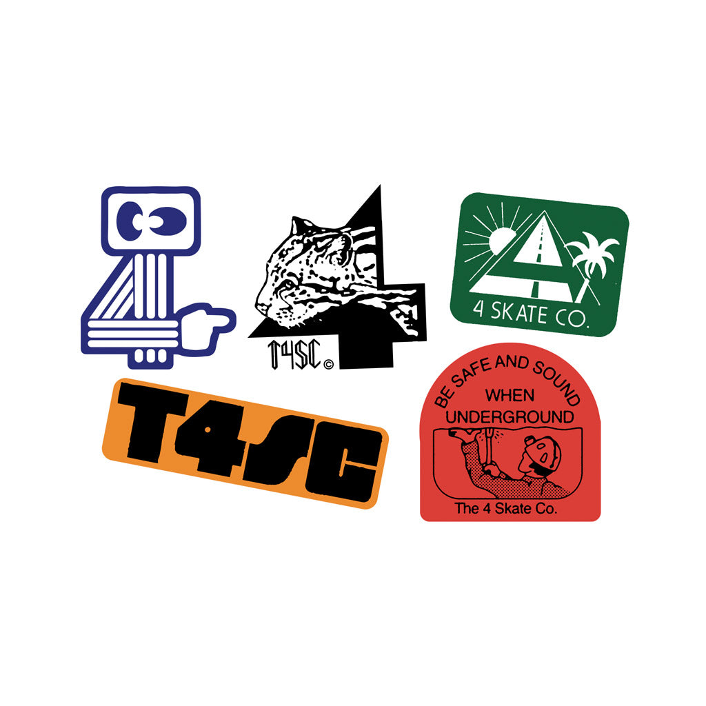 the 4 skateboard company | sticker pack assorted 5pcs